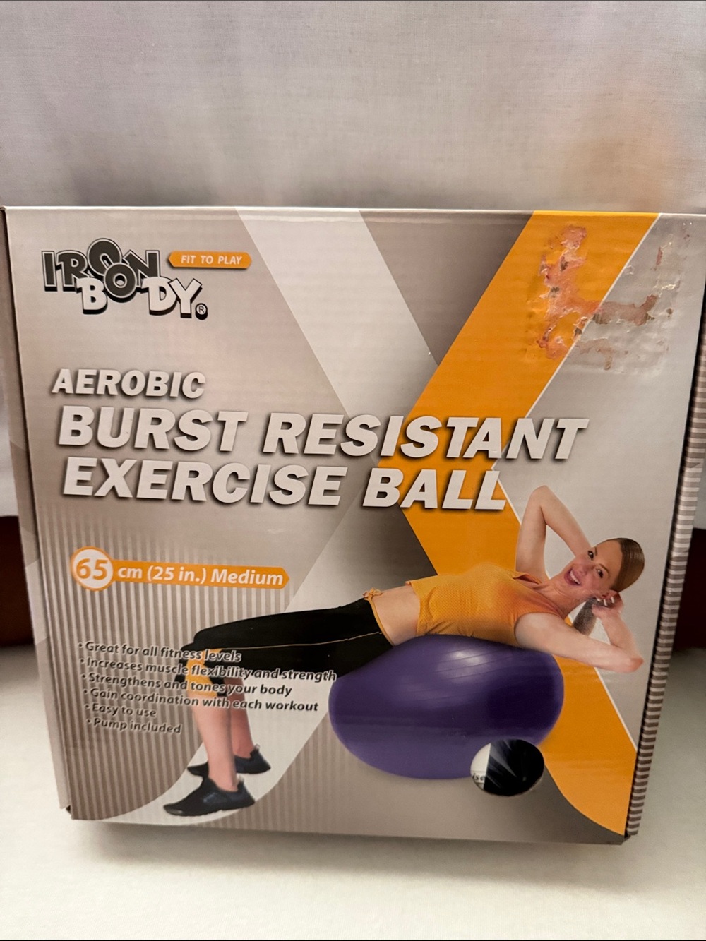 Iron body aerobic burst resistant exercise ball